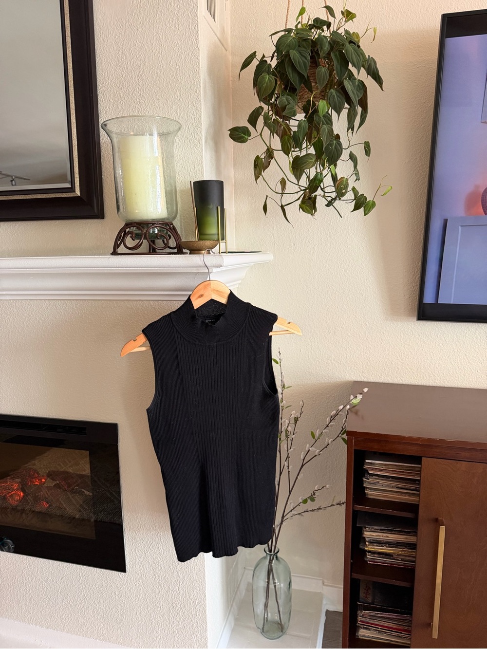 Verve Ami Black Ribbed Sleeveless Mock Neck Tank